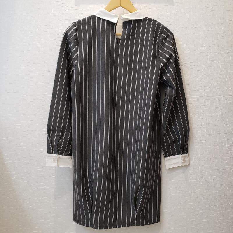 オリーブデオリーブ OLIVE des OLIVE ワンピース ひざ丈スカート M ストライプ 白 / ホワイト / X 灰 / グレー /  レディース USED 古着 中古 10033265