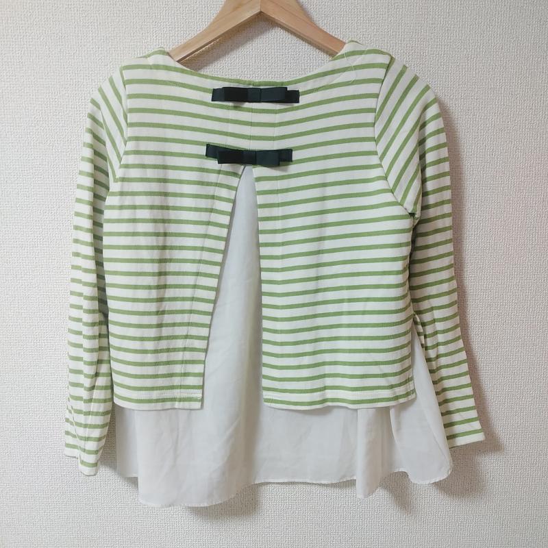 ピンクアドベ pink adobe カットソー 長袖 M ボーダー柄 X 無地 緑 / グリーン / X 白 / ホワイト /  レディース USED 古着 中古 10033273