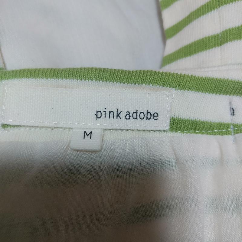 ピンクアドベ pink adobe カットソー 長袖 M ボーダー柄 X 無地 緑 / グリーン / X 白 / ホワイト /  レディース USED 古着 中古 10033273