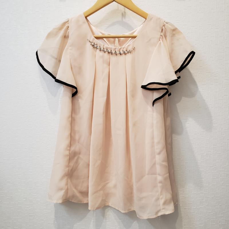 イング INGNI カットソー 半袖 M 無地 桃 / ピンク / X 黒 / ブラック /  レディース USED 古着 中古 10033280