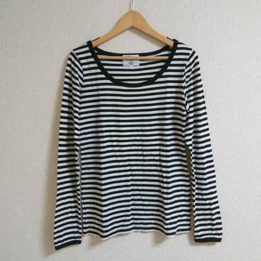 アーノルドパーマー Arnold Palmer カットソー 長袖 2 ボーダー柄 X ワンポイント 白 / ホワイト / X 黒 / ブラック /  レディース USED 古着 中古 10033503