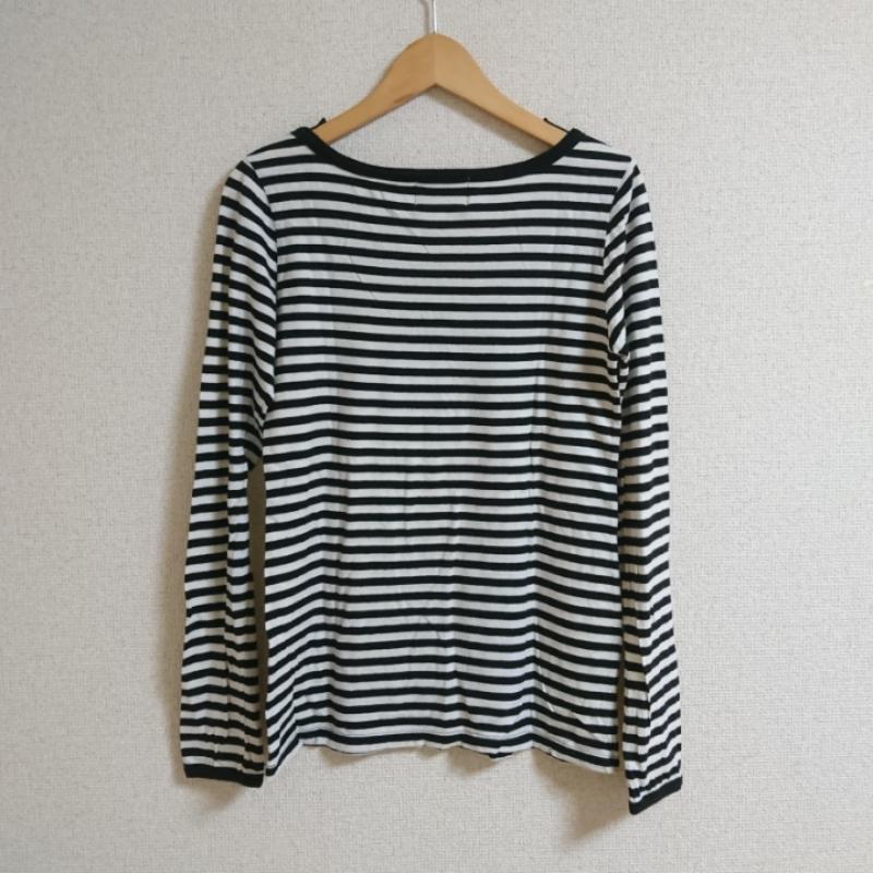 アーノルドパーマー Arnold Palmer カットソー 長袖 2 ボーダー柄 X ワンポイント 白 / ホワイト / X 黒 / ブラック /  レディース USED 古着 中古 10033503