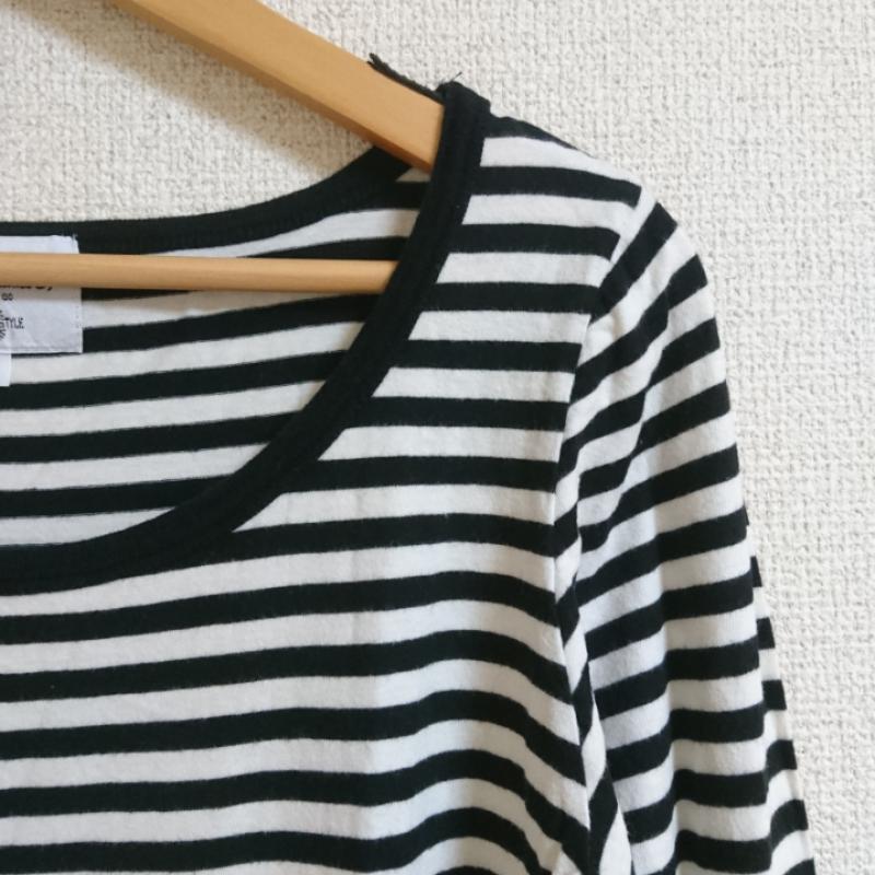 アーノルドパーマー Arnold Palmer カットソー 長袖 2 ボーダー柄 X ワンポイント 白 / ホワイト / X 黒 / ブラック /  レディース USED 古着 中古 10033503