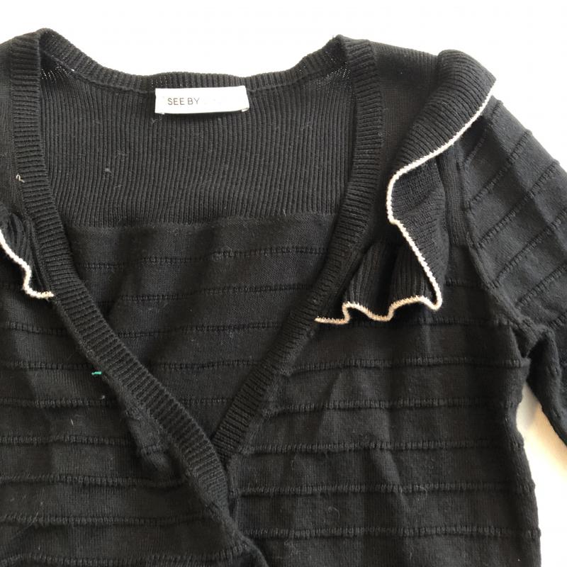 シーバイクロエ SEE BY CHLOE ニット、セーター 長袖 フリル　カシュクール 38 無地 X  黒 / ブラック / X ベージュ / ベージュ /  レディース USED 古着 中古 10033570