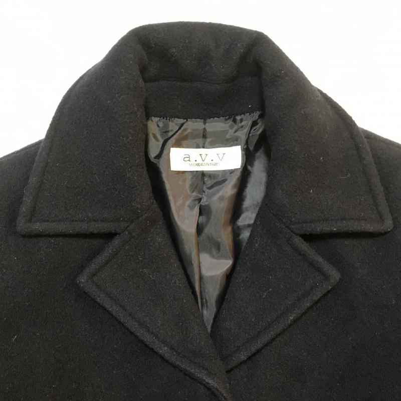アーウ゛ェウ゛ェ a.v.v コート ピーコート シングル 40 無地 紺 / ネイビー /  レディース USED 古着 中古 10033652