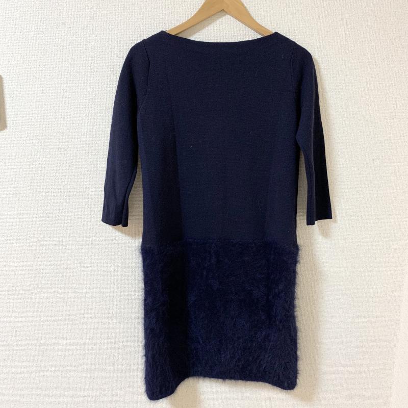 ユナイテッドアローズ UNITED ARROWS ワンピース ひざ丈スカート ウール/素材切り替え FREE 無地 紺 / ネイビー /  レディース USED 古着 中古 10033736