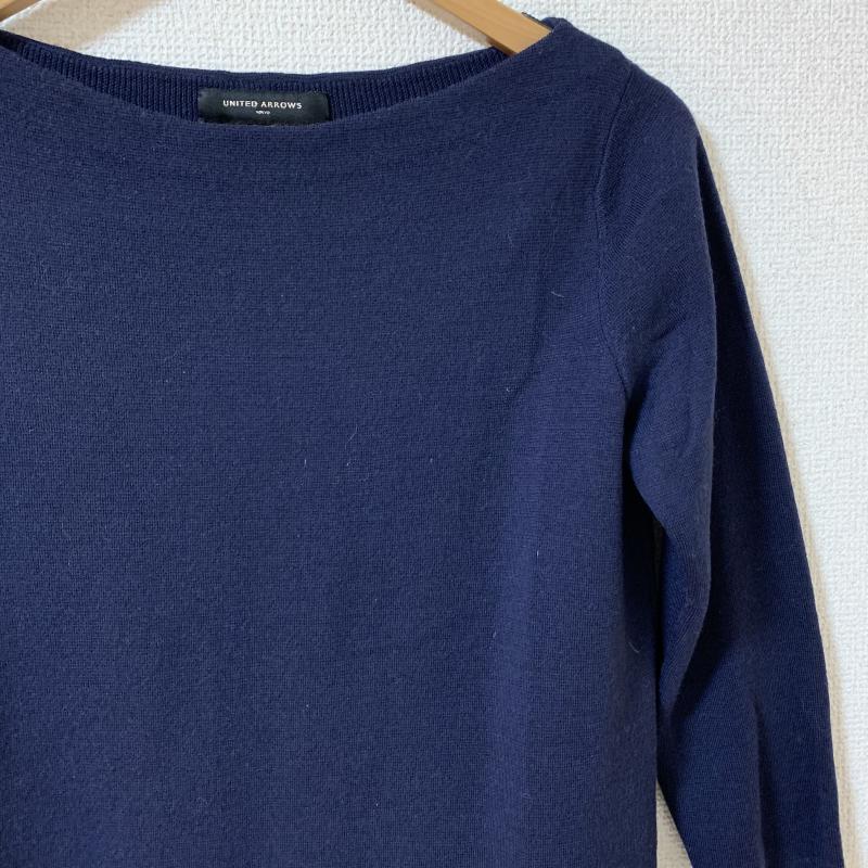 ユナイテッドアローズ UNITED ARROWS ワンピース ひざ丈スカート ウール/素材切り替え FREE 無地 紺 / ネイビー /  レディース USED 古着 中古 10033736