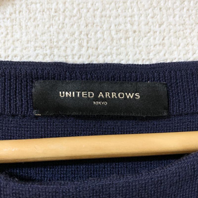 ユナイテッドアローズ UNITED ARROWS ワンピース ひざ丈スカート ウール/素材切り替え FREE 無地 紺 / ネイビー /  レディース USED 古着 中古 10033736