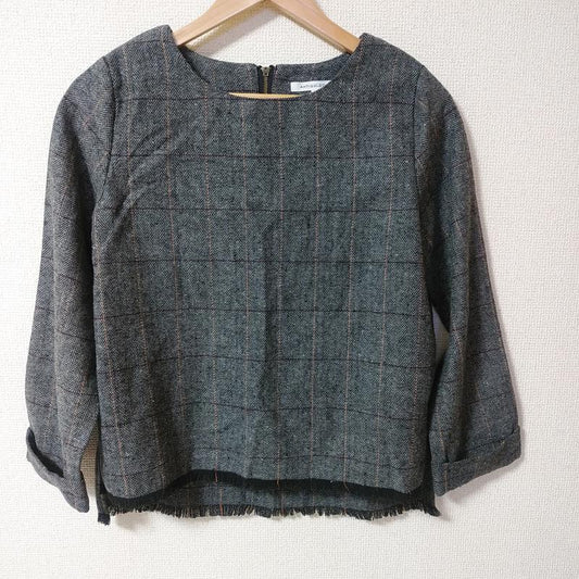 アンティクローズ ANTIQULOTHES カットソー 長袖 ツイードカットソー FREE チェック 灰 / グレー / X 橙 / オレンジ / X 赤 / レッド / X 黒 / ブラック /  レディース USED 古着 中古 10033751