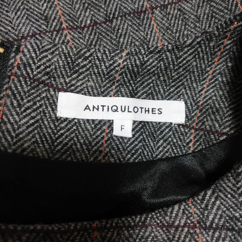アンティクローズ ANTIQULOTHES カットソー 長袖 ツイードカットソー FREE チェック 灰 / グレー / X 橙 / オレンジ / X 赤 / レッド / X 黒 / ブラック /  レディース USED 古着 中古 10033751