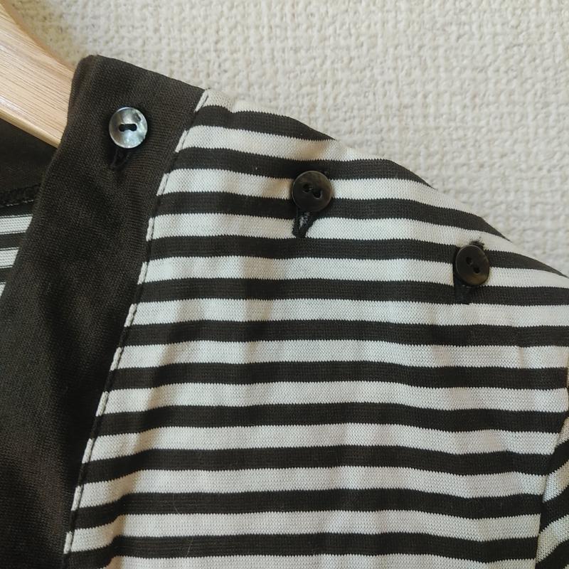 エリオン HERION カットソー 長袖 40 ボーダー柄 白 / ホワイト / X 茶 / ブラウン /  レディース USED 古着 中古 10033753