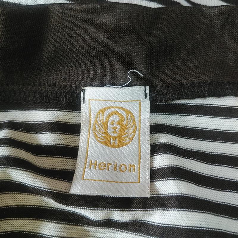 エリオン HERION カットソー 長袖 40 ボーダー柄 白 / ホワイト / X 茶 / ブラウン /  レディース USED 古着 中古 10033753