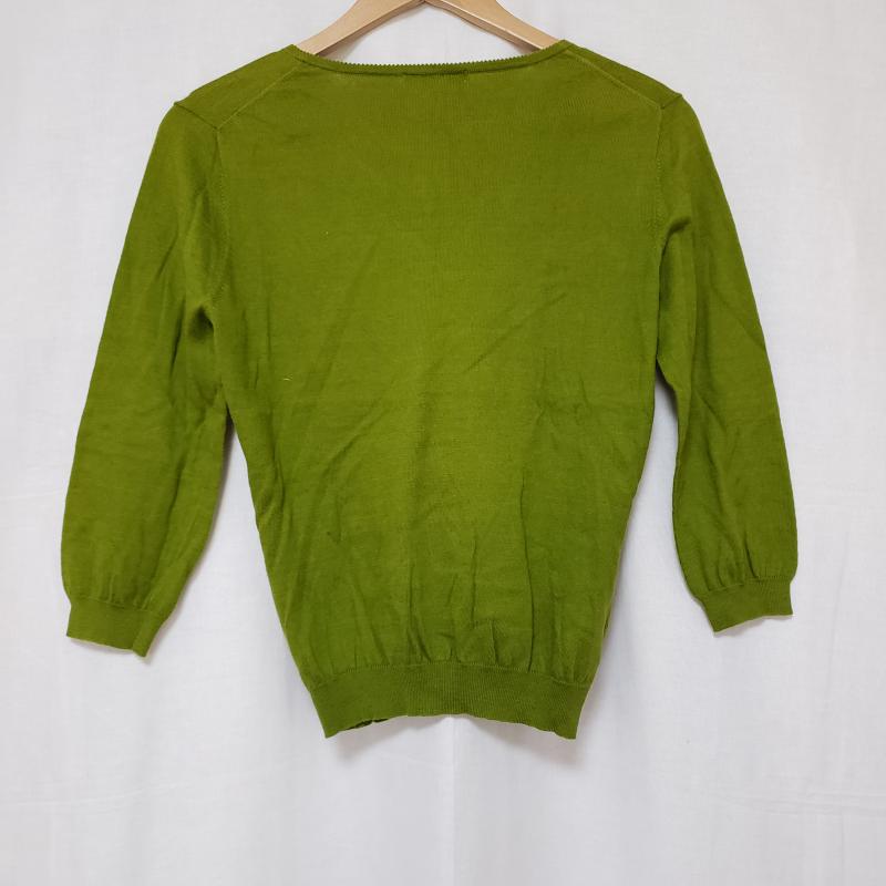 アーウ゛ェウ゛ェ a.v.v カットソー 七分袖 Vネック/薄地ニット 42 無地 緑 / グリーン /  レディース USED 古着 中古 10033817