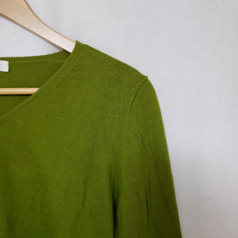 アーウ゛ェウ゛ェ a.v.v カットソー 七分袖 Vネック/薄地ニット 42 無地 緑 / グリーン /  レディース USED 古着 中古 10033817