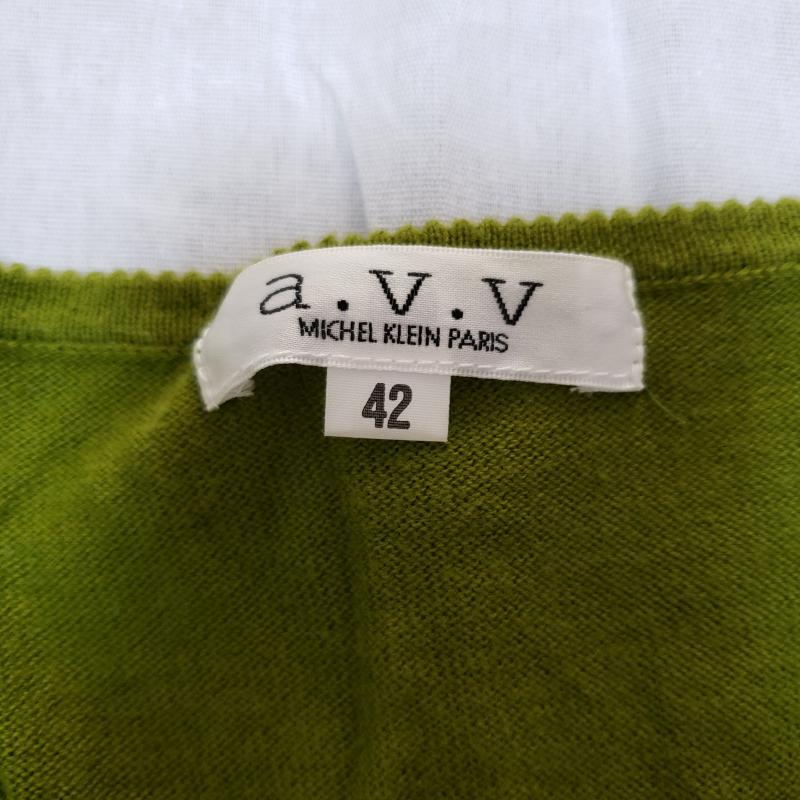 アーウ゛ェウ゛ェ a.v.v カットソー 七分袖 Vネック/薄地ニット 42 無地 緑 / グリーン /  レディース USED 古着 中古 10033817