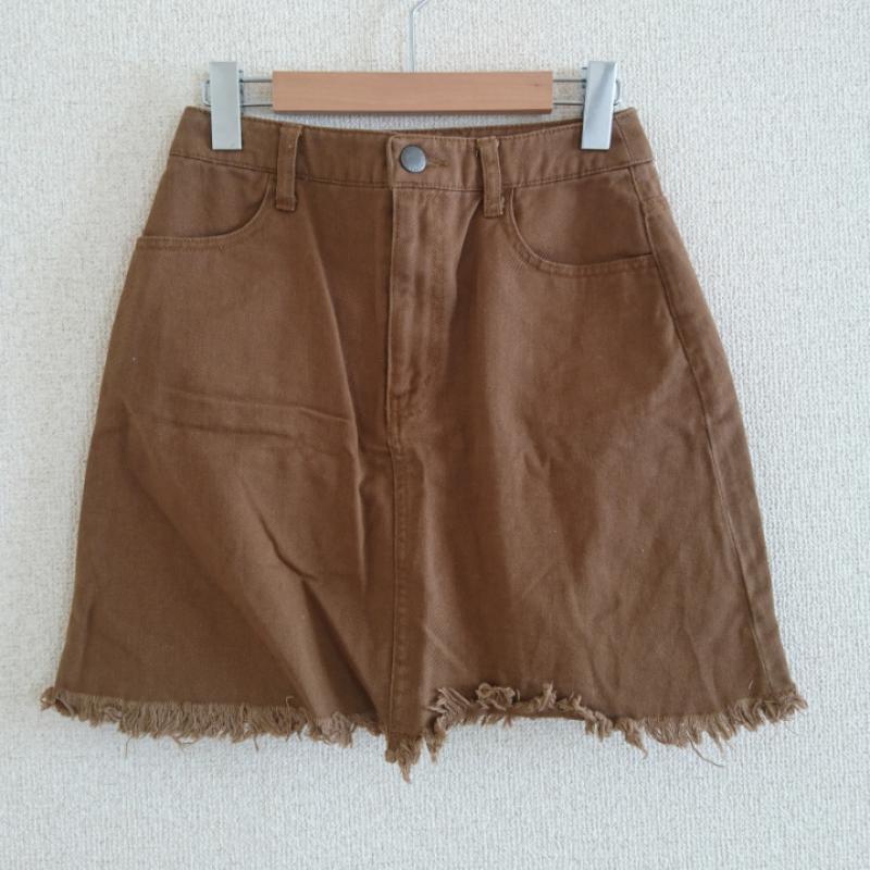 ローリーズファーム LOWRYS FARM スカート ひざ丈スカート M 無地 茶 / ブラウン /  レディース USED 古着 中古 10033875