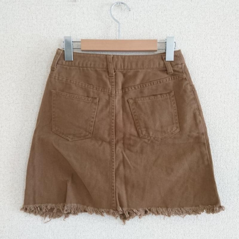 ローリーズファーム LOWRYS FARM スカート ひざ丈スカート M 無地 茶 / ブラウン /  レディース USED 古着 中古 10033875
