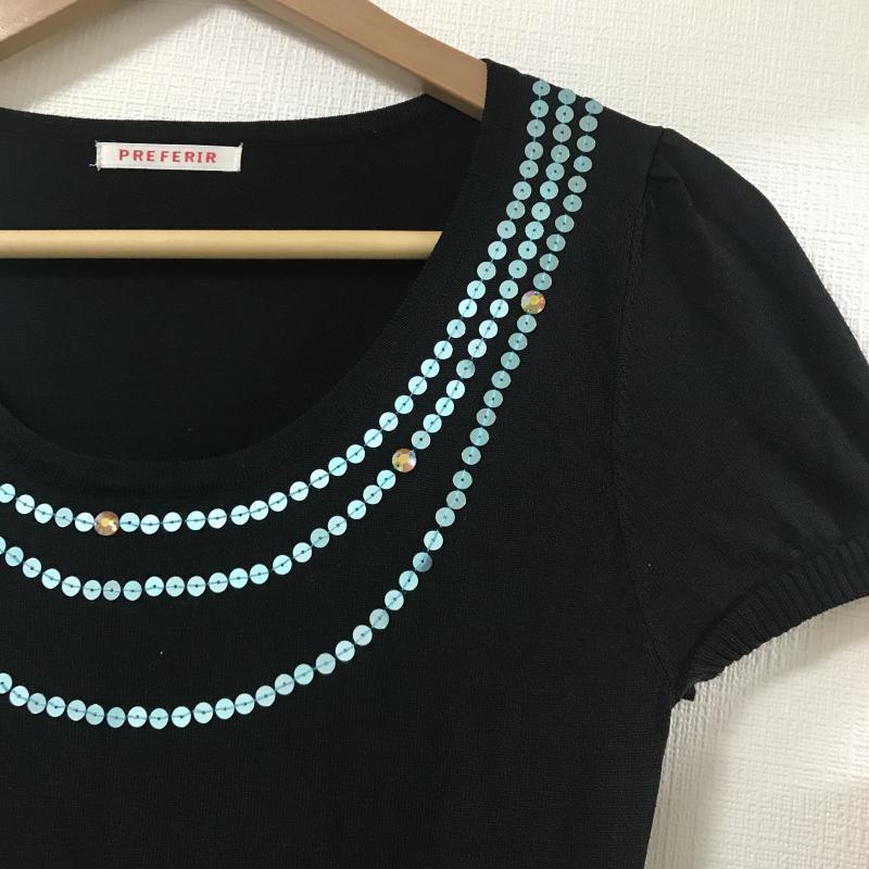 プレフェリール PREFERIR ワンピース ひざ丈スカート 38 無地 黒 / ブラック / X 青 / ブルー /  レディース USED 古着 中古 10034832