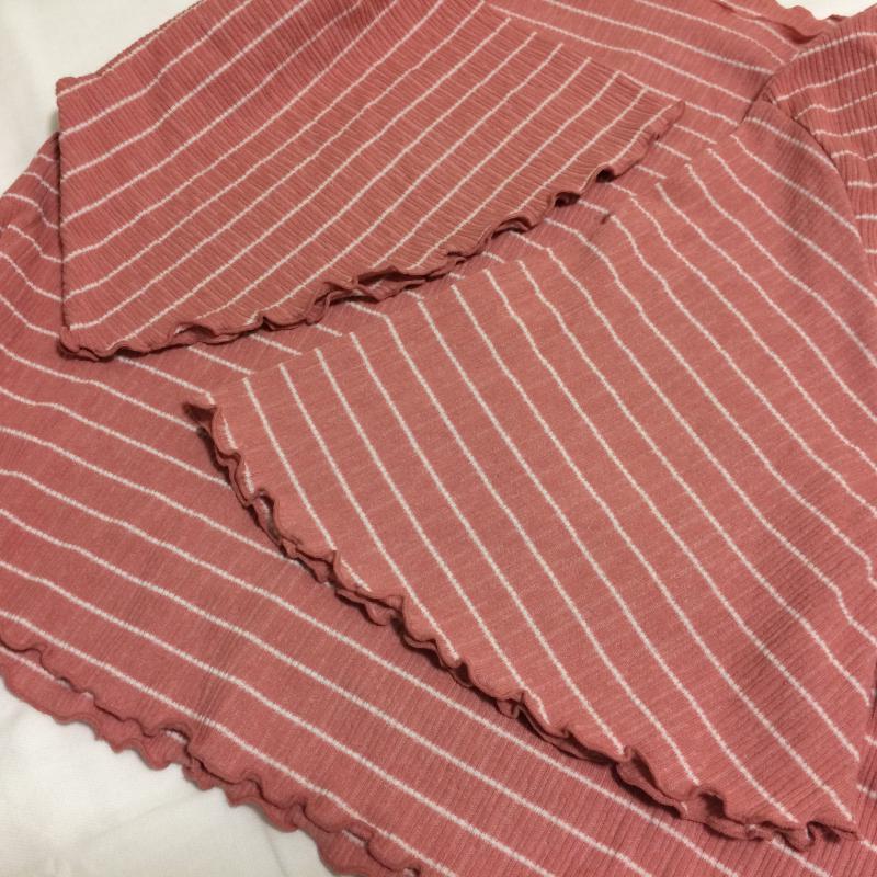 ローリーズファーム LOWRYS FARM カットソー 七分袖 M ストライプ 桃 / ピンク / X 白 / ホワイト /  レディース USED 古着 中古 10034908