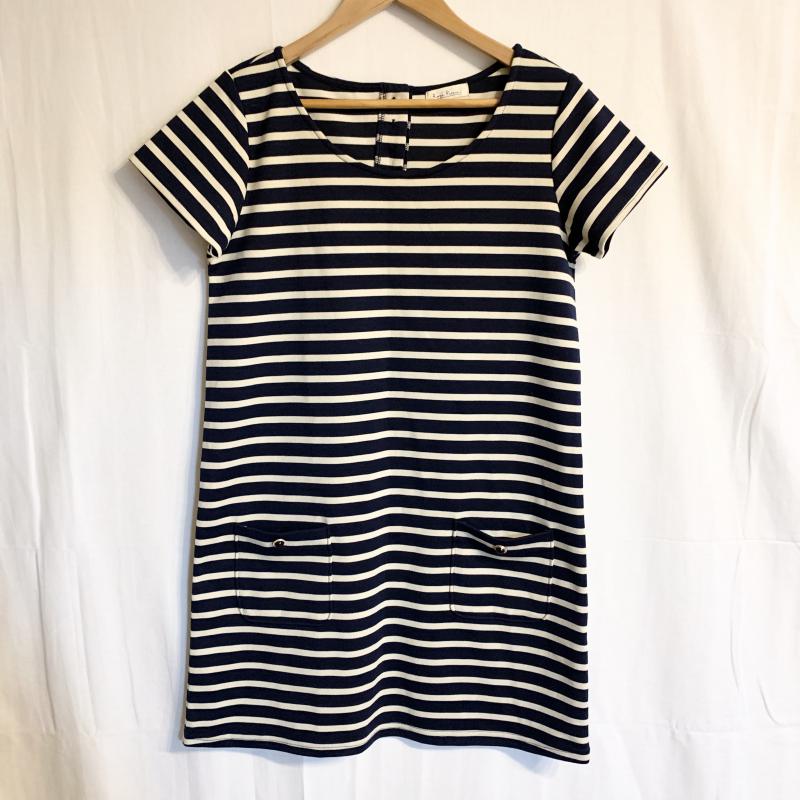 ロペピクニック ROPE' PICNIC ワンピース ミニスカート 38 ボーダー柄 白 / ホワイト / X 紺 / ネイビー /  レディース USED 古着 中古 10034927