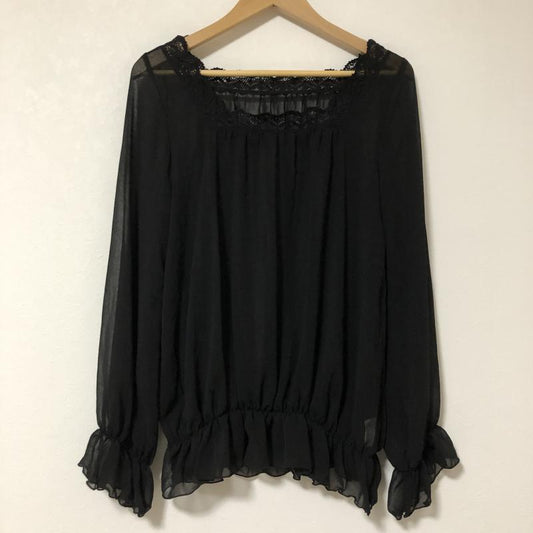 リアナ Riana シャツ、ブラウス 長袖 38 無地 黒 / ブラック /  レディース USED 古着 中古 10035319