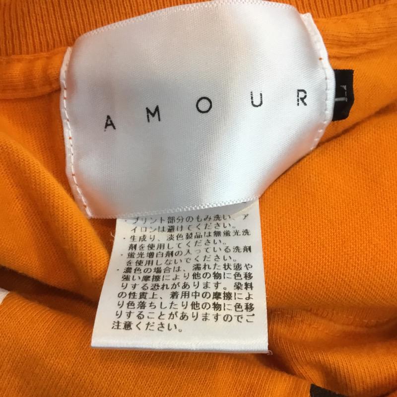 アムール AMOUR Tシャツ 半袖 L ロゴ、文字 橙 / オレンジ /  メンズ USED 古着 中古 10035360