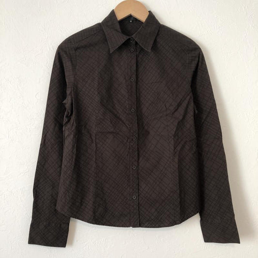 アンタイトル UNTITLED シャツ、ブラウス 長袖 2 総柄 X  X 格子柄 茶 / ブラウン /  レディース USED 古着 中古 10035430