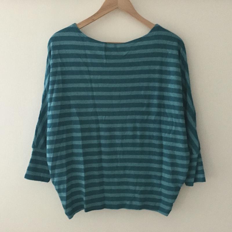 メルシーボークー mercibeaucoup, カットソー 七分袖 1 ボーダー柄 X 刺繍 X ワンポイント 緑 / グリーン /  レディース USED 古着 中古 10035435