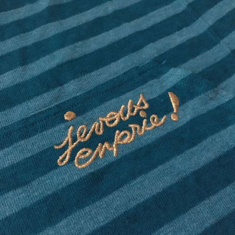 メルシーボークー mercibeaucoup, カットソー 七分袖 1 ボーダー柄 X 刺繍 X ワンポイント 緑 / グリーン /  レディース USED 古着 中古 10035435