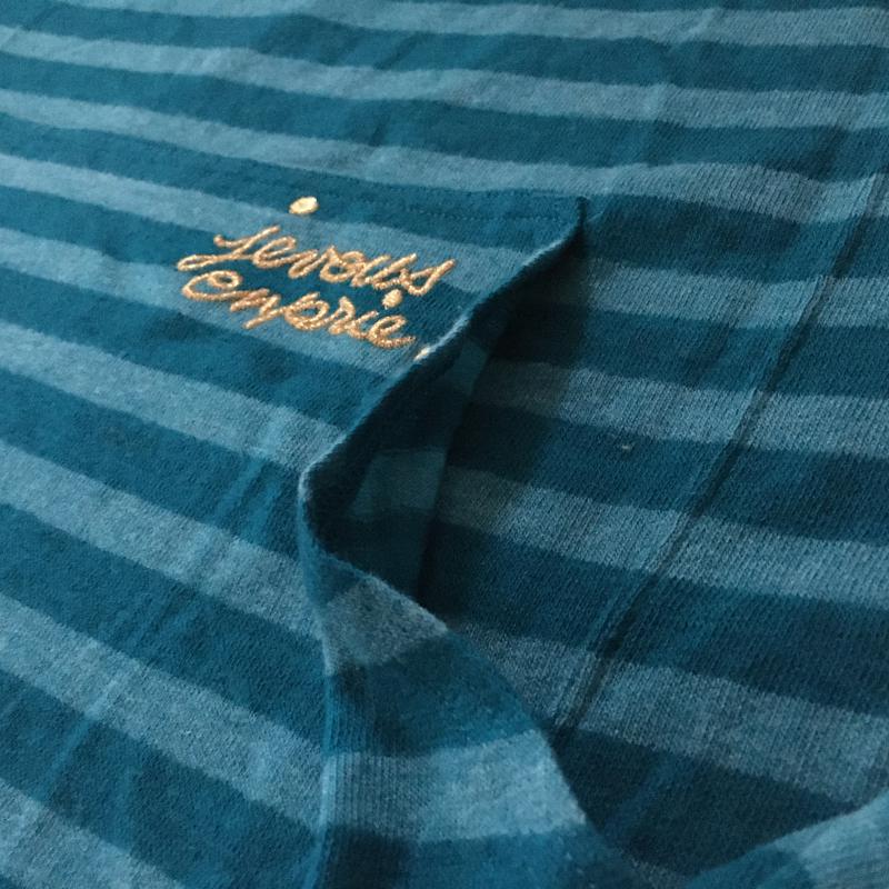 メルシーボークー mercibeaucoup, カットソー 七分袖 1 ボーダー柄 X 刺繍 X ワンポイント 緑 / グリーン /  レディース USED 古着 中古 10035435