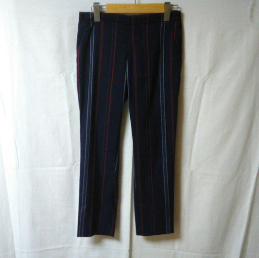 ユニクロ UNIQLO パンツ スラックス M ストライプ 青 / ブルー / X 赤 / レッド / X 灰 / グレー / X 紺 / ネイビー /  レディース USED 古着 中古 10035601