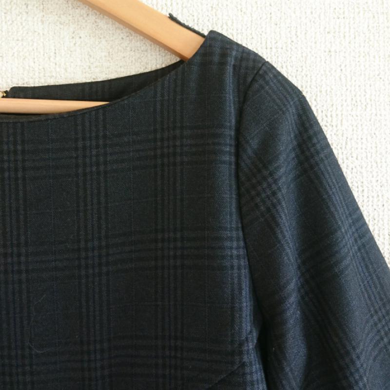 ナノユニバース ブロードゥリー＆コー nano universe Braderie & Co ワンピース ひざ丈スカート FREE チェック 黒 / ブラック / X 灰 / グレー / X 紺 / ネイビー /  レディース USED 古着 中古 10035639