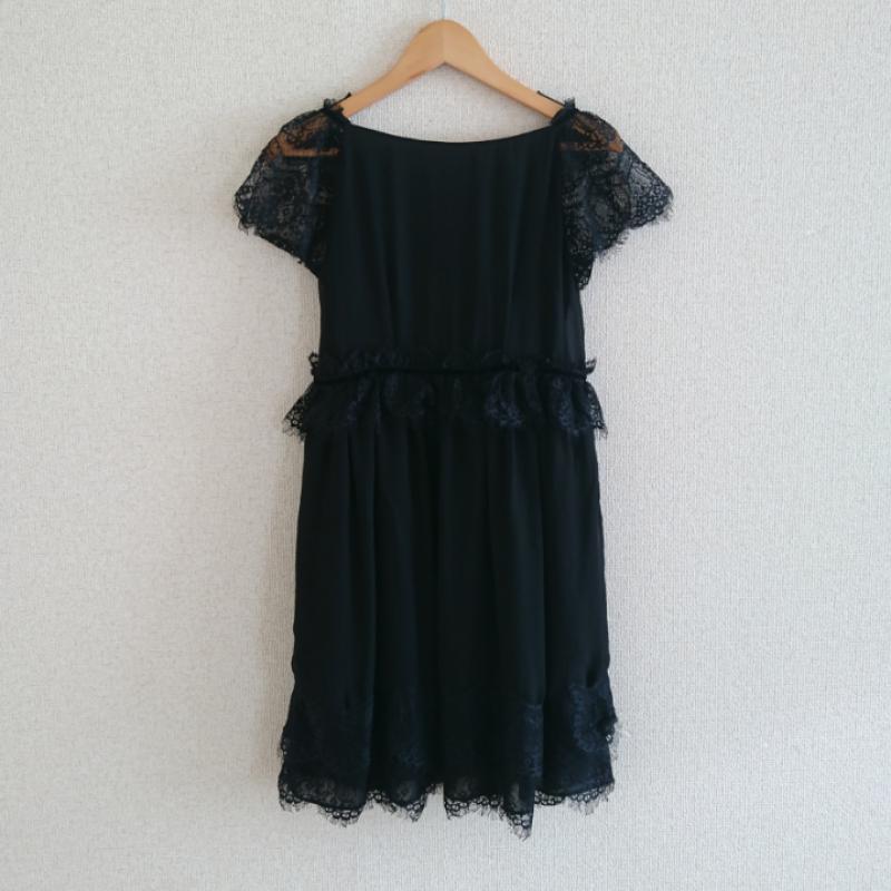 レイビームス Ray BEAMS ワンピース ひざ丈スカート 0 無地 X 刺繍 黒 / ブラック /  レディース USED 古着 中古 10035646