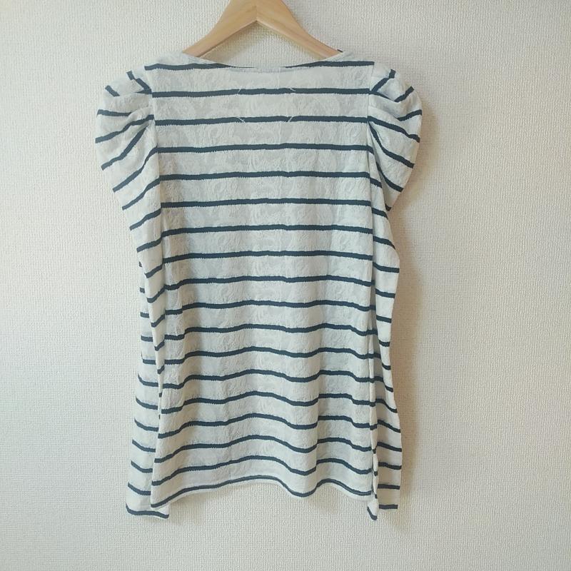 ラグナムーン LAGUNAMOON カットソー 長袖 FREE ボーダー柄 X 刺繍 白 / ホワイト / X 黒 / ブラック /  レディース USED 古着 中古 10035647