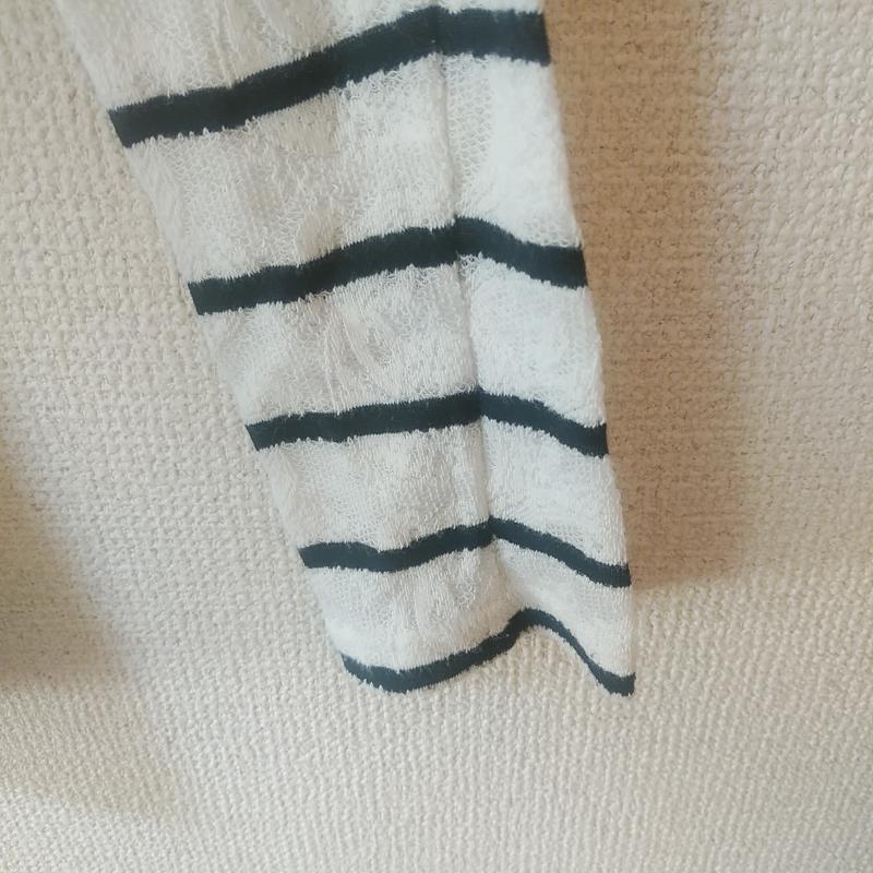 ラグナムーン LAGUNAMOON カットソー 長袖 FREE ボーダー柄 X 刺繍 白 / ホワイト / X 黒 / ブラック /  レディース USED 古着 中古 10035647