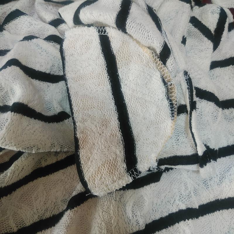 ラグナムーン LAGUNAMOON カットソー 長袖 FREE ボーダー柄 X 刺繍 白 / ホワイト / X 黒 / ブラック /  レディース USED 古着 中古 10035647