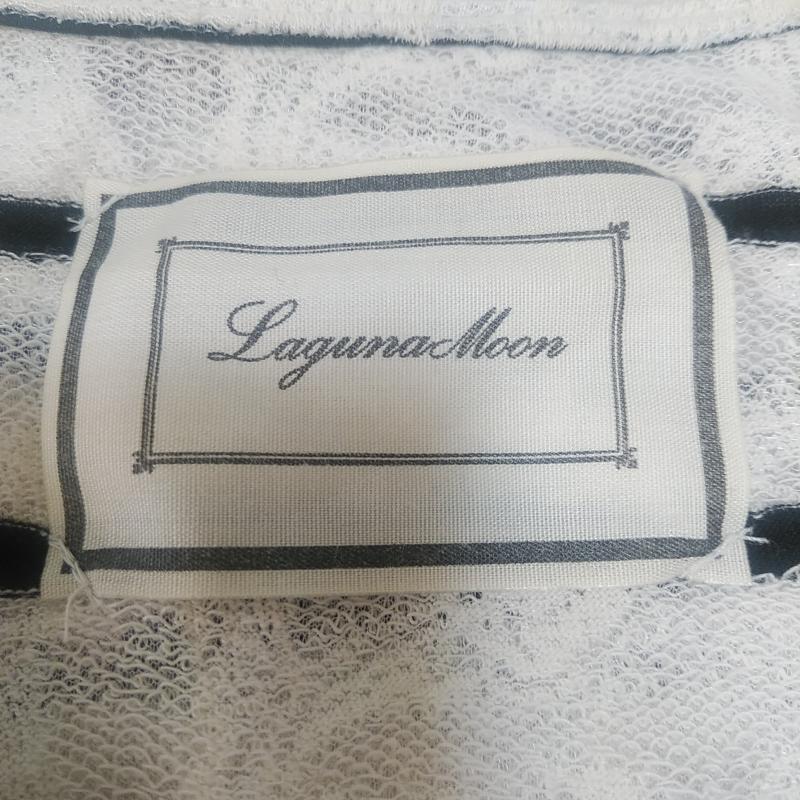 ラグナムーン LAGUNAMOON カットソー 長袖 FREE ボーダー柄 X 刺繍 白 / ホワイト / X 黒 / ブラック /  レディース USED 古着 中古 10035647