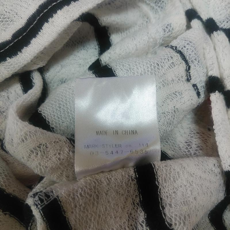 ラグナムーン LAGUNAMOON カットソー 長袖 FREE ボーダー柄 X 刺繍 白 / ホワイト / X 黒 / ブラック /  レディース USED 古着 中古 10035647