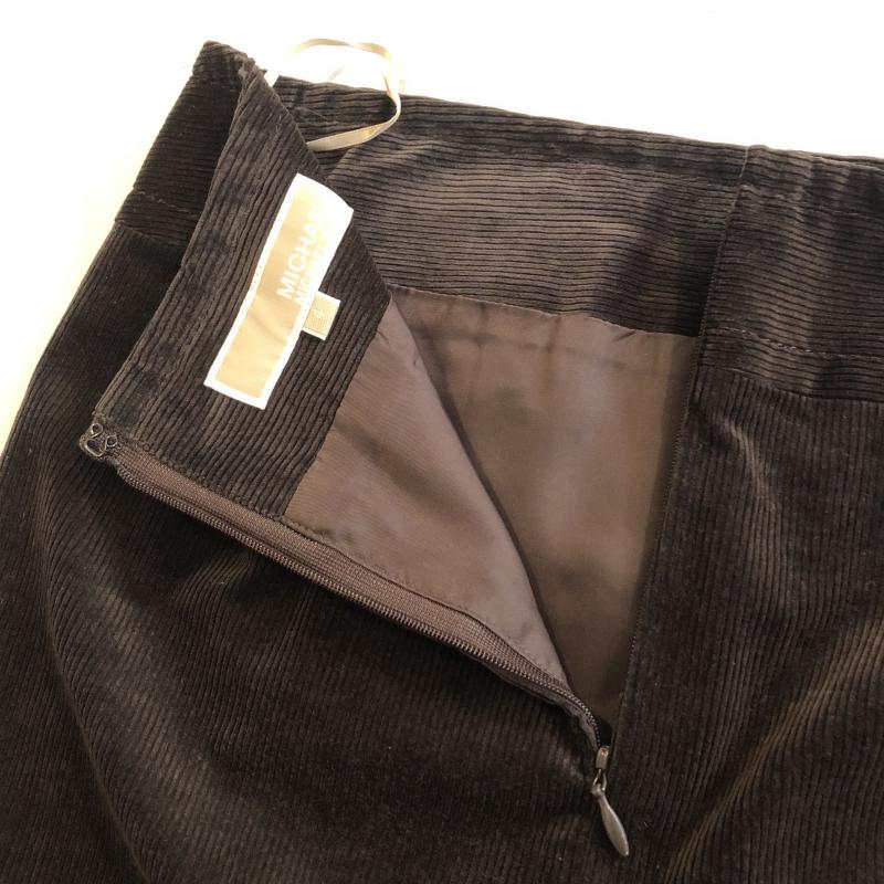 マイケルコース MICHAEL KORS スカート ミニスカート コーデュロイスカート 4 無地 X ロゴ、文字 茶 / ブラウン /  レディース USED 古着 中古 10035666