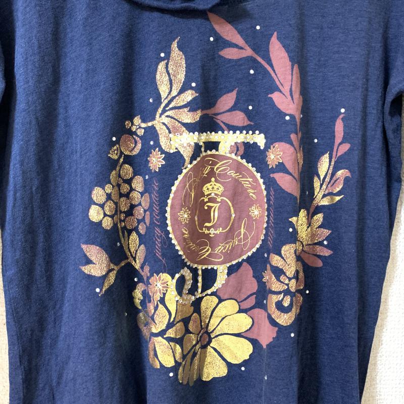 ジューシークチュール JUICY COUTURE カットソー 長袖 M ロゴ、文字 X 花柄 X プリント X 無地 紺 / ネイビー /  レディース USED 古着 中古 10035674