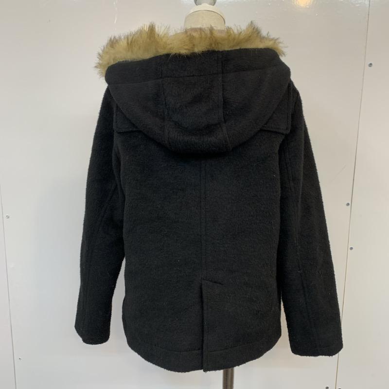 イーハイフンワールドギャラリー E hyphen world gallery コート コート一般 ダッフルコート 無地 ファー付き S 無地 黒 / ブラック /  レディース USED 古着 中古 10035814