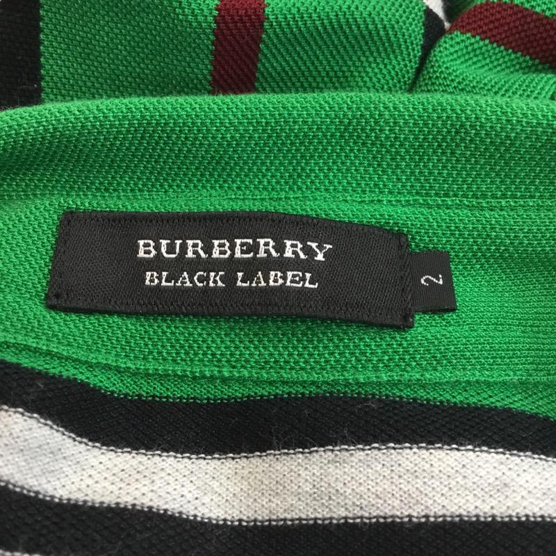 バーバリーブラックレーベル BURBERRY BLACK LABEL ポロシャツ 半袖 ボーダー 2 ボーダー柄 緑 / グリーン /  メンズ USED 古着 中古 10035857