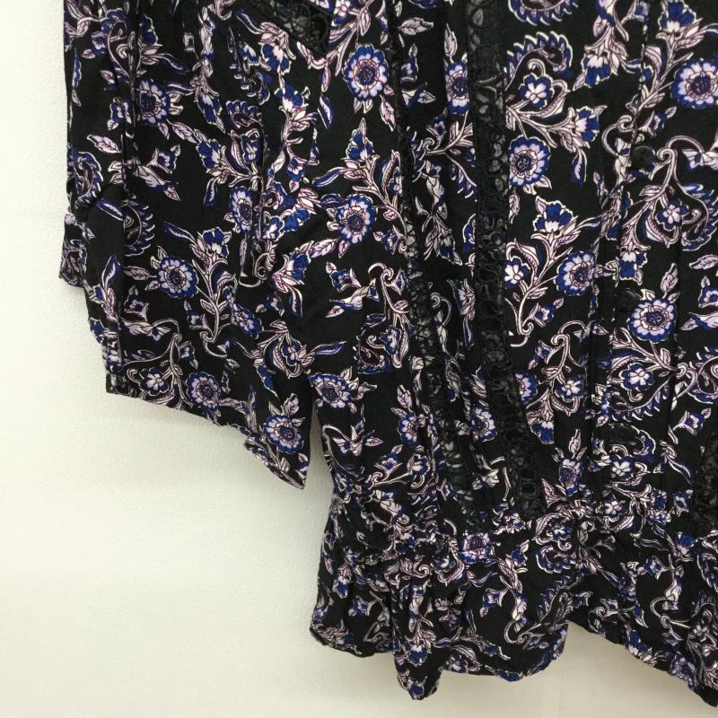 ジーナシス JEANASIS カットソー 七分袖 FREE 花柄 黒 / ブラック /  レディース USED 古着 中古 10036166