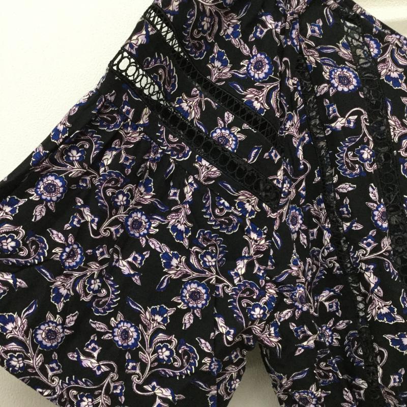 ジーナシス JEANASIS カットソー 七分袖 FREE 花柄 黒 / ブラック /  レディース USED 古着 中古 10036166