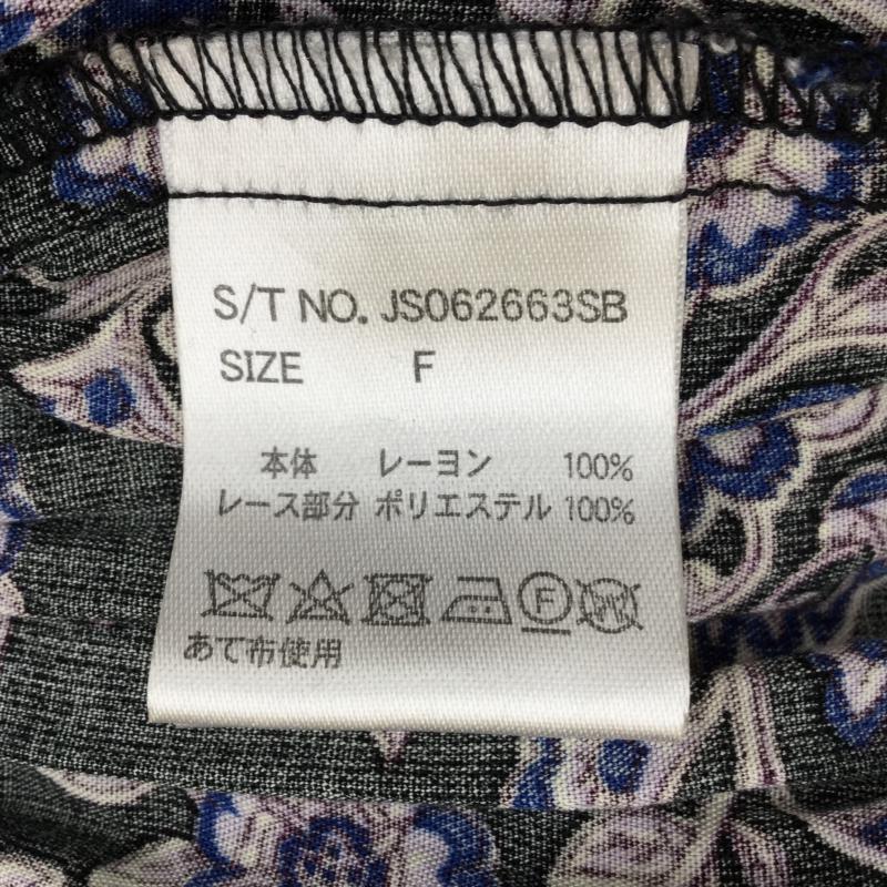 ジーナシス JEANASIS カットソー 七分袖 FREE 花柄 黒 / ブラック /  レディース USED 古着 中古 10036166