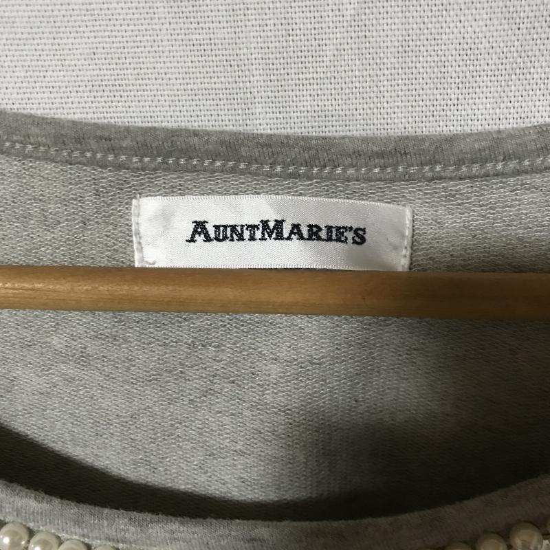 アントマリーズ Aunt Marie's カットソー 半袖 ビジュー　パール FREE 無地 灰 / グレー /  レディース USED 古着 中古 10036416