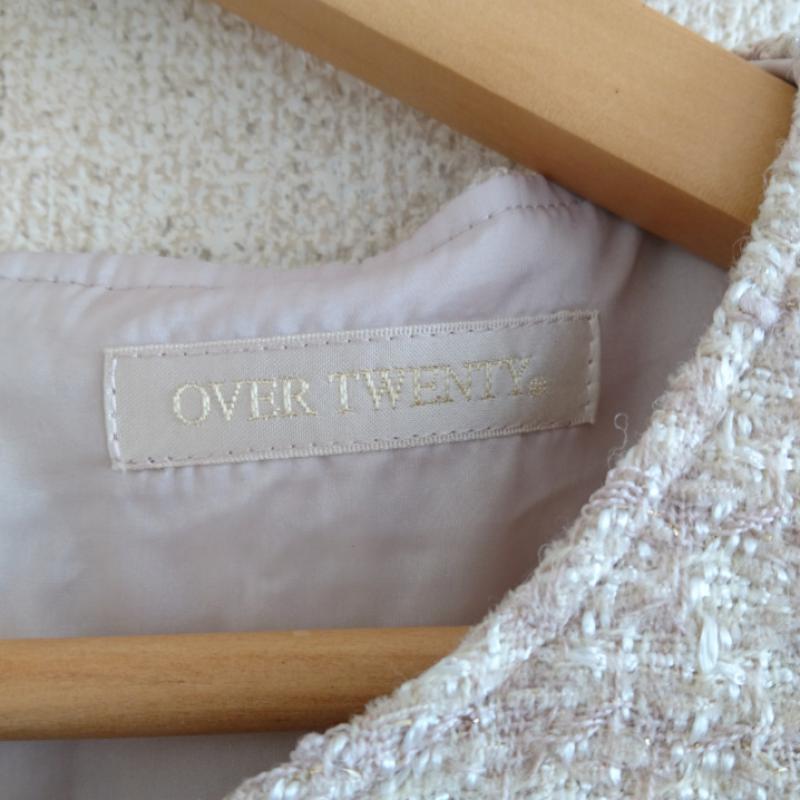オーバートゥエンティ OVER TWENTY ワンピース ひざ丈スカート ツィード　ウール混 無地 ベージュ / ベージュ /  レディース USED 古着 中古 10036424