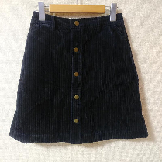 レイビームス Ray BEAMS スカート ひざ丈スカート 前ボタンコーディロイスカート 0 無地 紺 / ネイビー /  レディース USED 古着 中古 10036455