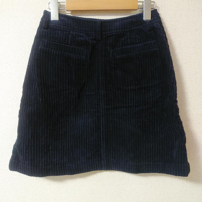 レイビームス Ray BEAMS スカート ひざ丈スカート 前ボタンコーディロイスカート 0 無地 紺 / ネイビー /  レディース USED 古着 中古 10036455