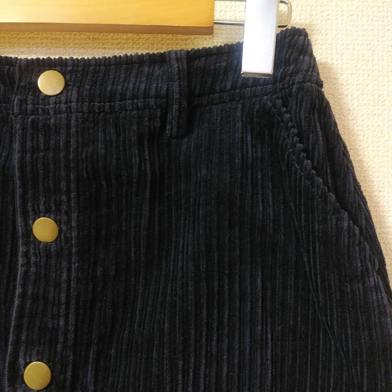 レイビームス Ray BEAMS スカート ひざ丈スカート 前ボタンコーディロイスカート 0 無地 紺 / ネイビー /  レディース USED 古着 中古 10036455